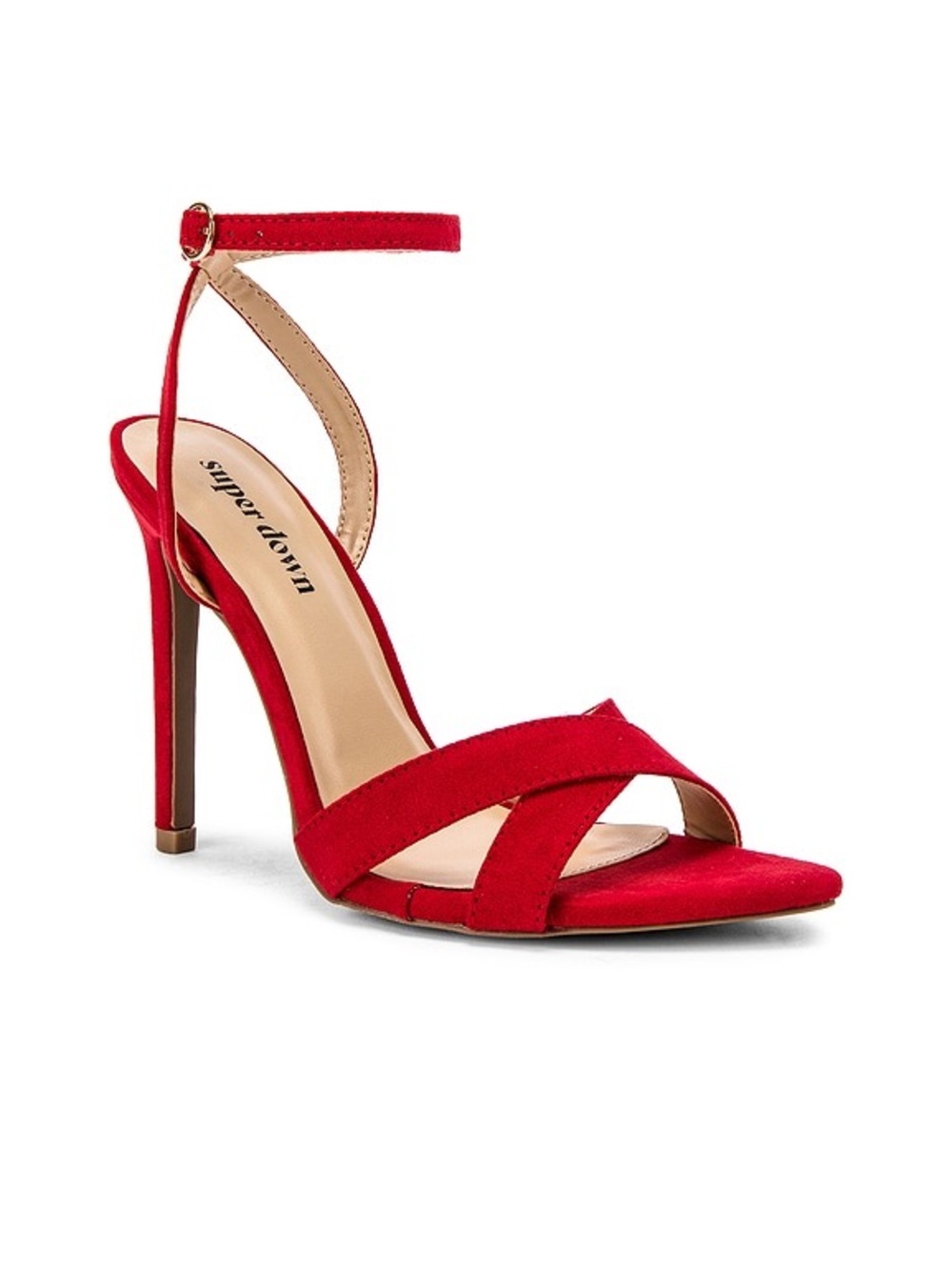 Superdown Red Faux Suede Strappy Ankle Strap Heels Size 8